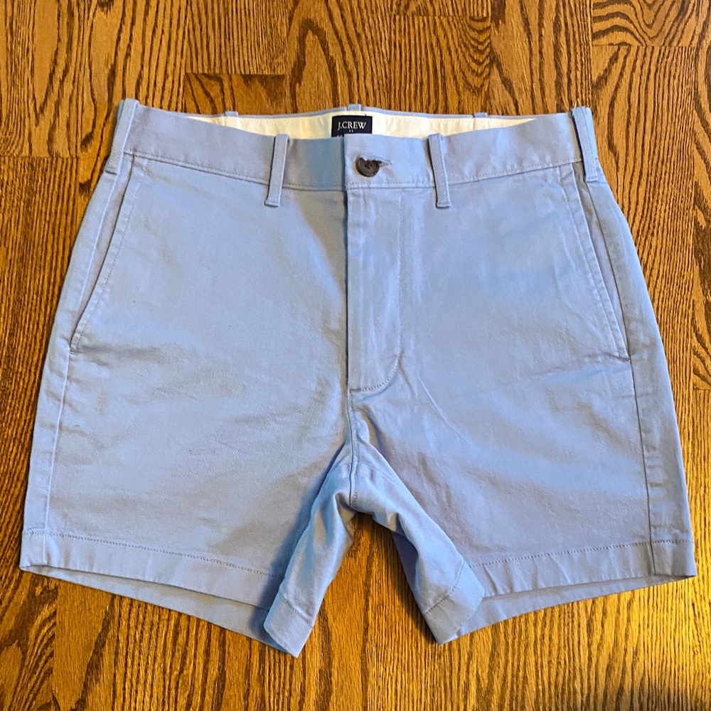 J. Crew Factory Pale Blue Flat Front Men’s Chino Shorts 5” Inseam